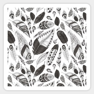 Black and white feathers pattern Sticker